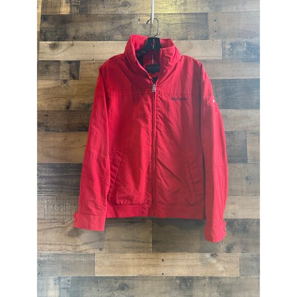 Tommy Hilfiger Men’s Red Jacket with Collapsible Hood – Size Medium - Picture 1 of 10